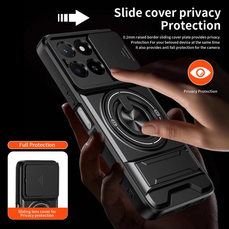 For Honor X5b Plus Lens Sliding Window Multifunctional Magnetic Shockproof Phone Case