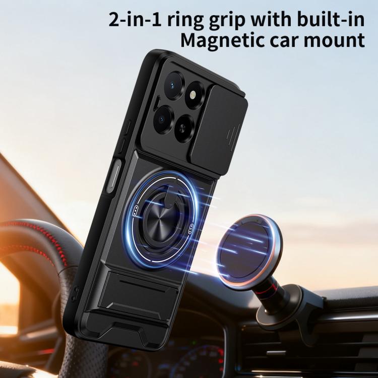 For Honor X5b Plus Lens Sliding Window Multifunctional Magnetic Shockproof Phone Case