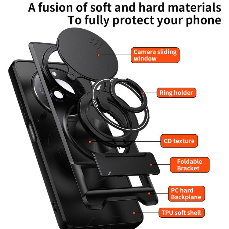 For Honor X9c Smart 5G Lens Sliding Window Multifunctional Magnetic Shockproof Phone Case