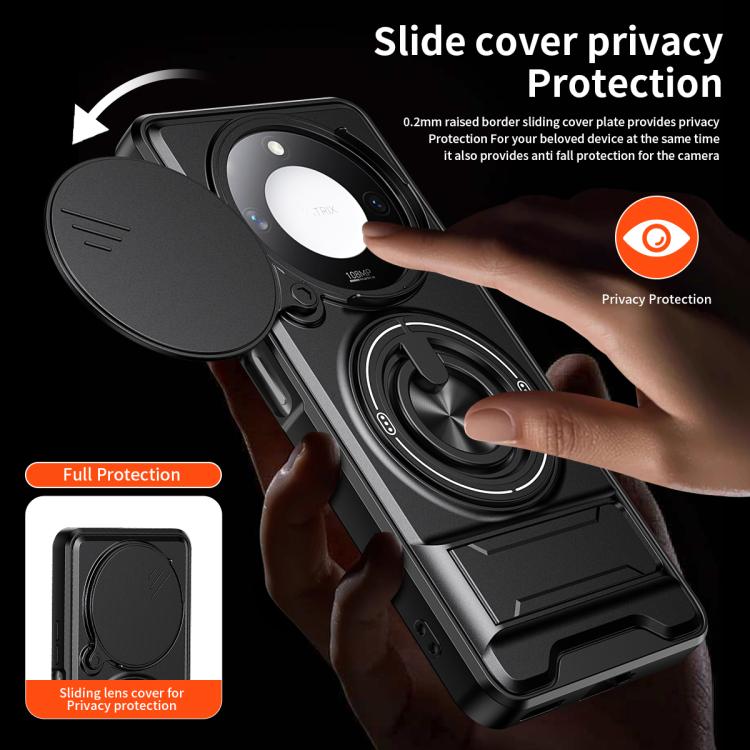 For Honor X9c Smart 5G Lens Sliding Window Multifunctional Magnetic Shockproof Phone Case