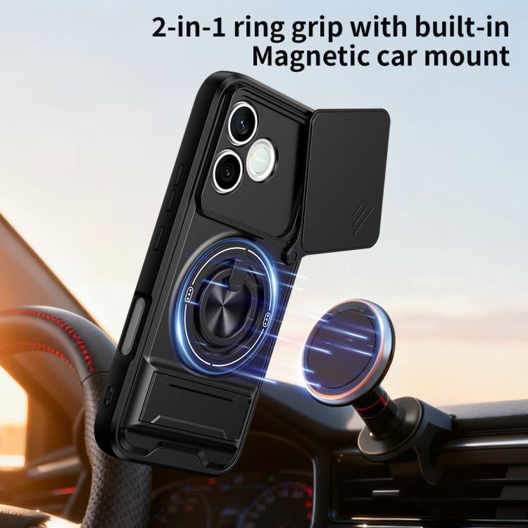 For Honor 600 Lite Global Lens Sliding Window Multifunctional Magnetic Shockproof Phone Case