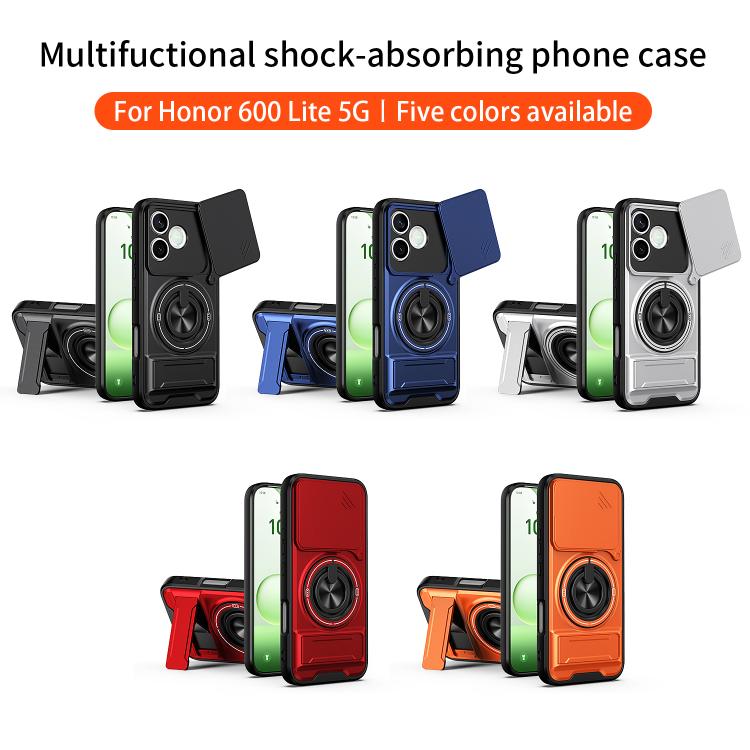 For Honor 600 Lite Global Lens Sliding Window Multifunctional Magnetic Shockproof Phone Case