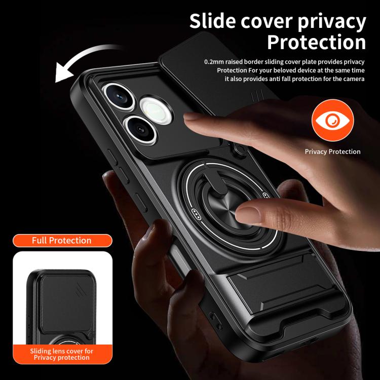 For Honor 600 Lite Global Lens Sliding Window Multifunctional Magnetic Shockproof Phone Case