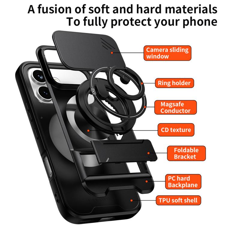 For Honor 600 / 600 Pro Global Lens Sliding Window Multifunctional Magnetic Shockproof Phone Case