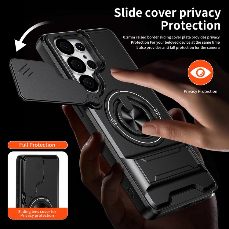For Samsung Galaxy S26 Ultra 5G Lens Sliding Window Multifunctional Magnetic Shockproof Phone Case