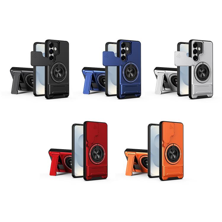 For Samsung Galaxy S25 5G Lens Sliding Window Multifunctional Magnetic Shockproof Phone Case