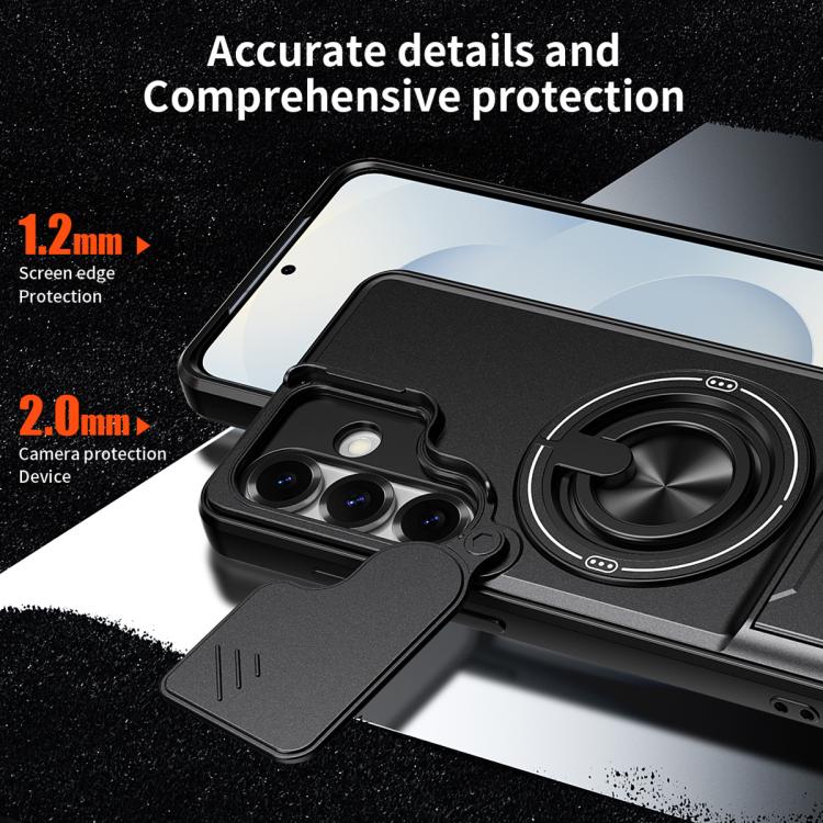 For Samsung Galaxy S25 5G Lens Sliding Window Multifunctional Magnetic Shockproof Phone Case