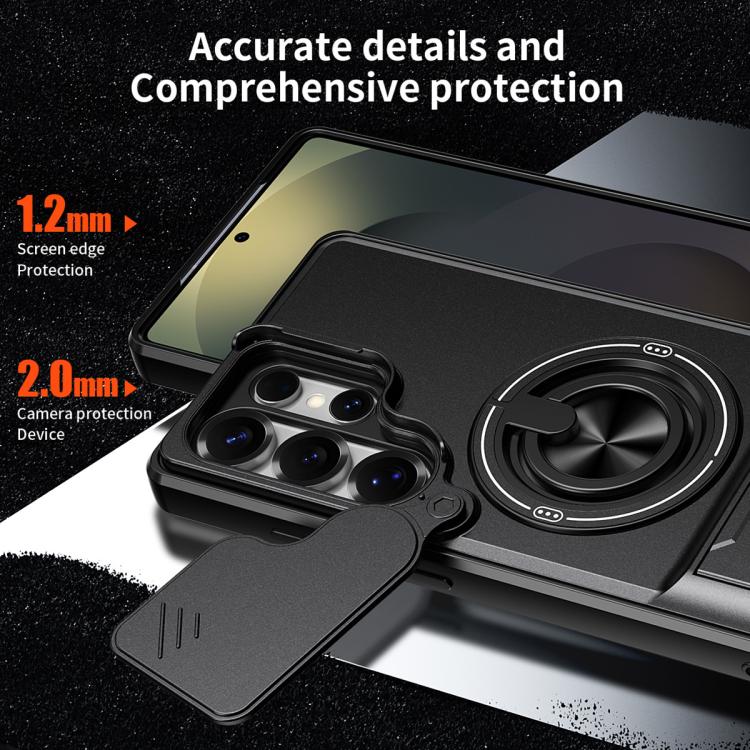 For Samsung Galaxy S25 Ultra 5G Lens Sliding Window Multifunctional Magnetic Shockproof Phone Case