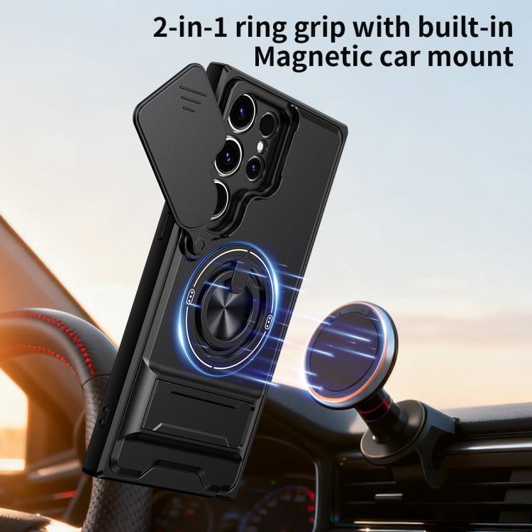 For Samsung Galaxy S23 Ultra 5G Lens Sliding Window Multifunctional Magnetic Shockproof Phone Case