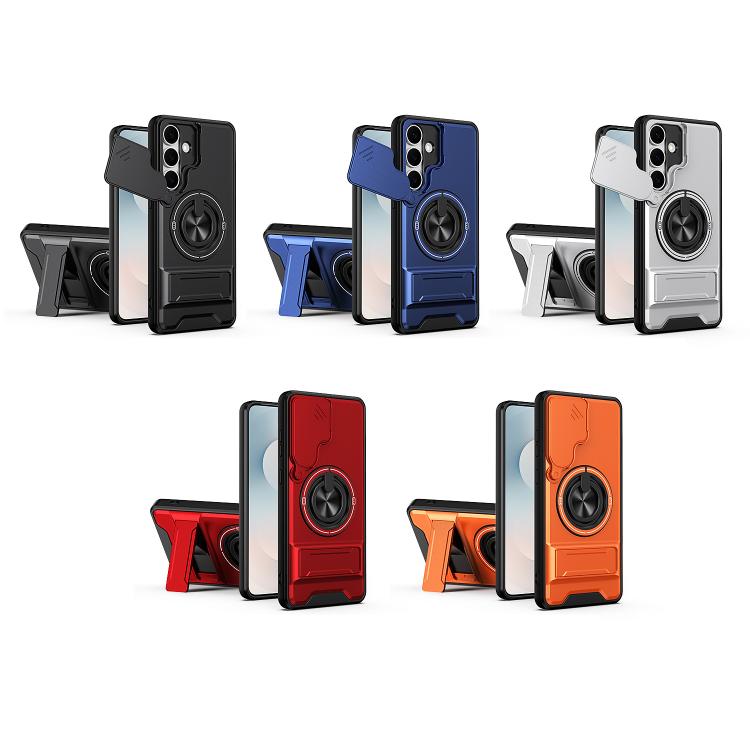 For Samsung Galaxy S25 FE 5G Lens Sliding Window Multifunctional Magnetic Shockproof Phone Case