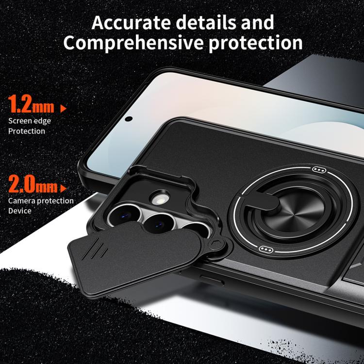 For Samsung Galaxy S25 FE 5G Lens Sliding Window Multifunctional Magnetic Shockproof Phone Case