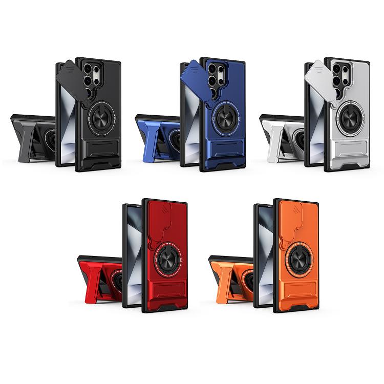 For Samsung Galaxy S24 Ultra 5G Lens Sliding Window Multifunctional Magnetic Shockproof Phone Case