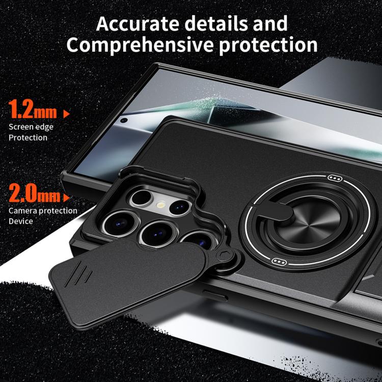 For Samsung Galaxy S24 Ultra 5G Lens Sliding Window Multifunctional Magnetic Shockproof Phone Case