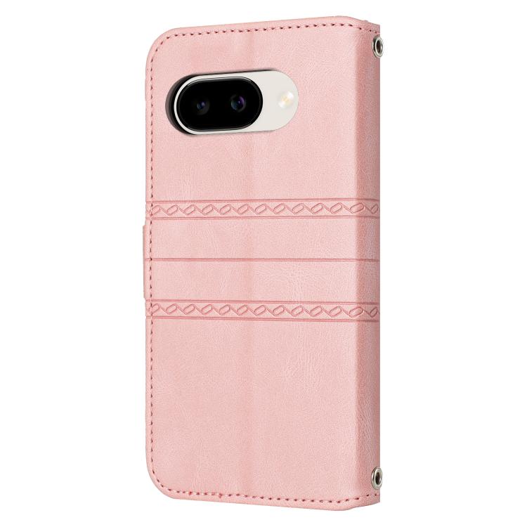 For Google Pixel 10a Embossed Stripes Skin Feel Leather Phone Case