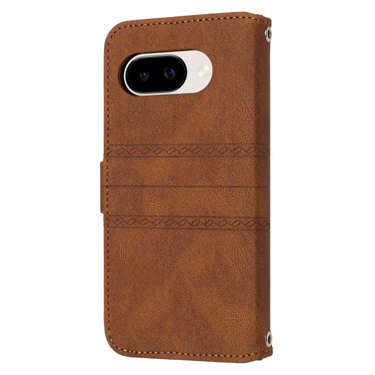 For Google Pixel 10a Embossed Stripes Skin Feel Leather Phone Case