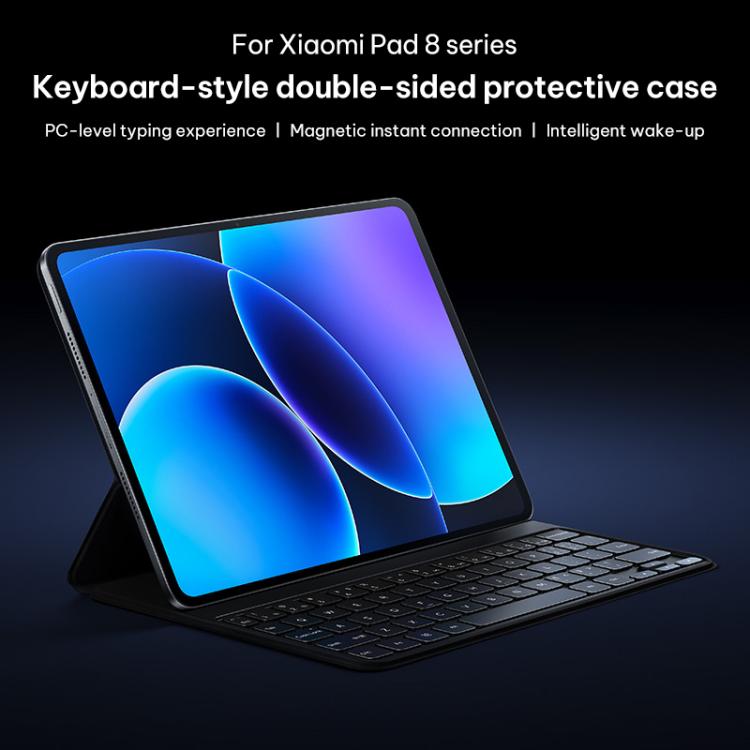 For Xiaomi Pad 8 / 8 Pro Original Xiaomi Keyboard Double-sided Protective Case Smart Vegan Leather Tablet Case - Black