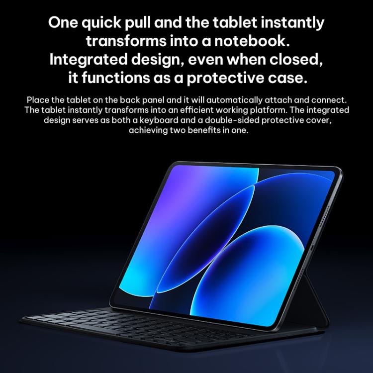 For Xiaomi Pad 8 / 8 Pro Original Xiaomi Keyboard Double-sided Protective Case Smart Vegan Leather Tablet Case - Black