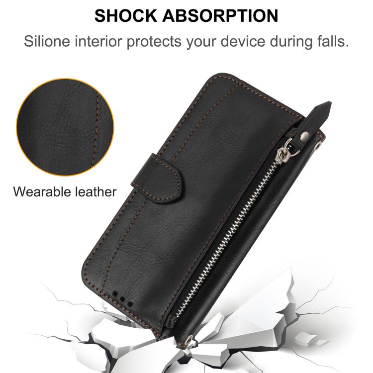 For Google Pixel 10a Oil Skin Zipper Wallet Leather Phone Case