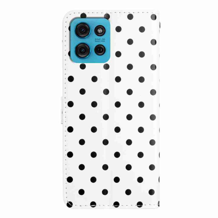 For Motorola Moto G75 Small Dots Pattern Vegan Leather Phone Case