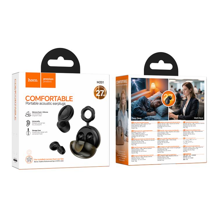 hoco M201 Cloud Noise Reduction Sleep Earplugs - Black
