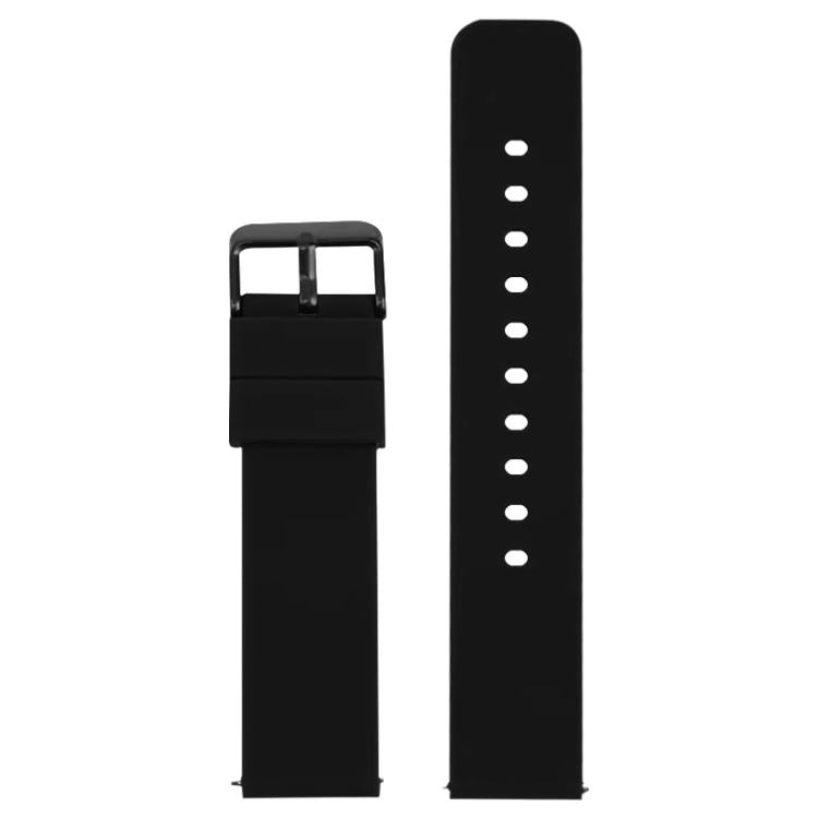 19mm xDfind Stainless Steel Black Pin Buckle Solid Color Silicone Waterproof Watch Band