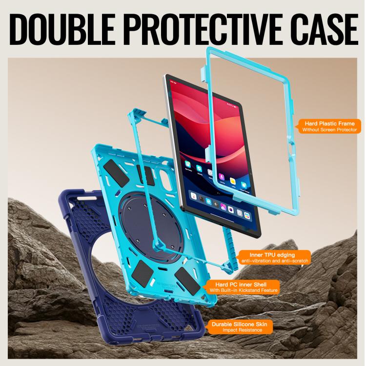 For Lenovo Xiaomi Pad 11 2024 / 2025 Silicone Hybrid PC Tablet Case with Holder & Shoulder Strap