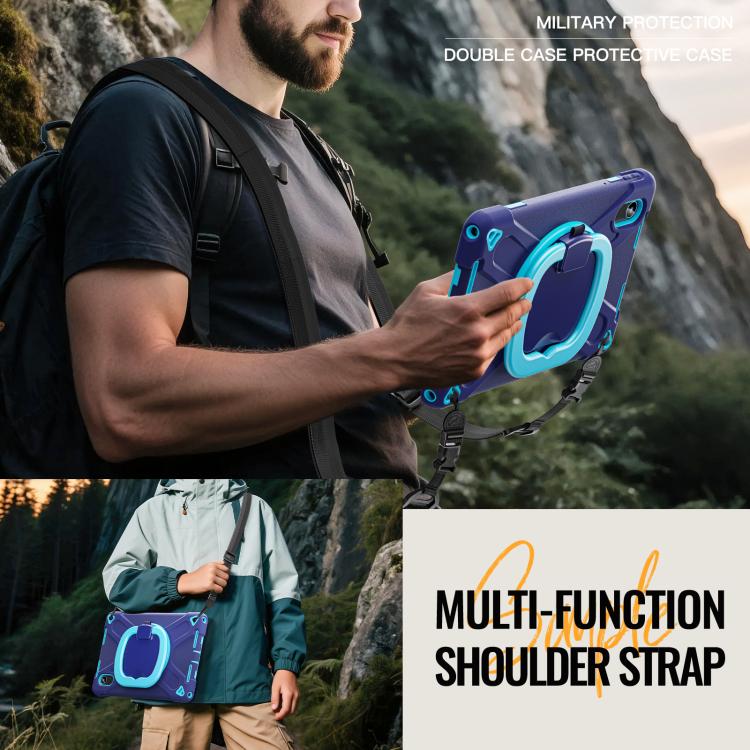 For Lenovo Xiaomi Pad 11 2024 / 2025 Silicone Hybrid PC Tablet Case with Holder & Shoulder Strap