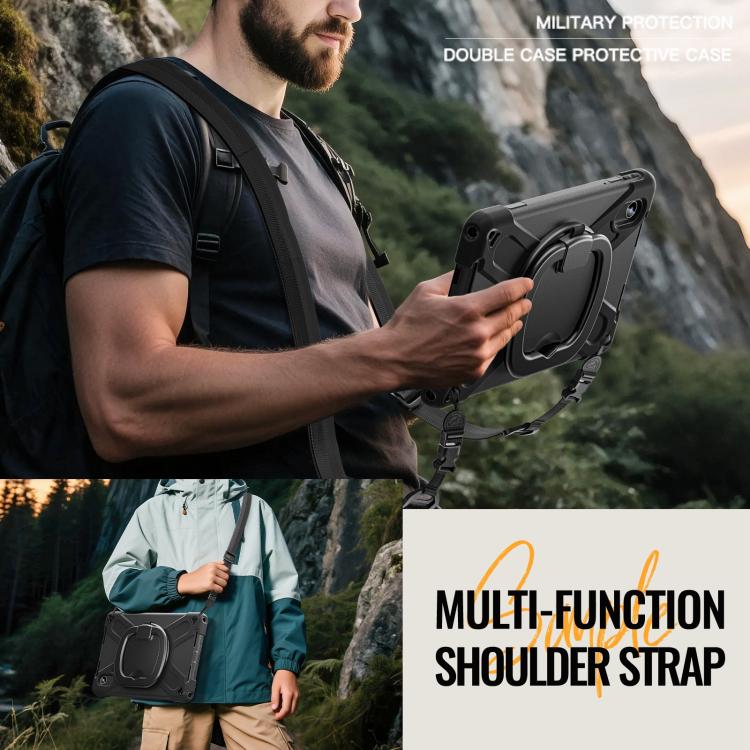 For Lenovo Xiaomi Pad 11 2024 / 2025 Silicone Hybrid PC Tablet Case with Holder & Shoulder Strap