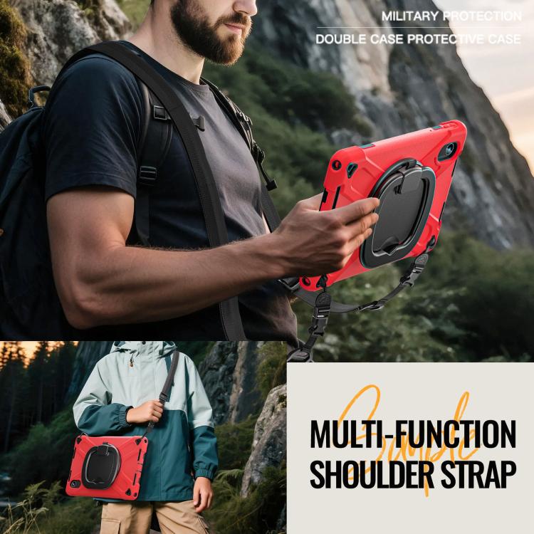 For Lenovo Xiaomi Pad 11 2024 / 2025 Silicone Hybrid PC Tablet Case with Holder & Shoulder Strap