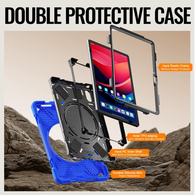 For Lenovo Xiaomi Pad 11 2024 / 2025 Silicone Hybrid PC Tablet Case with Holder & Shoulder Strap