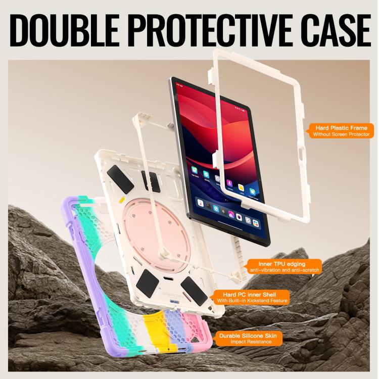 For Lenovo Xiaomi Pad 11 2024 / 2025 Silicone Hybrid PC Tablet Case with Holder & Shoulder Strap
