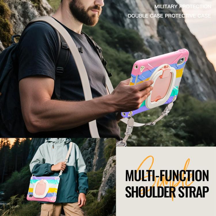 For Lenovo Xiaomi Pad 11 2024 / 2025 Silicone Hybrid PC Tablet Case with Holder & Shoulder Strap