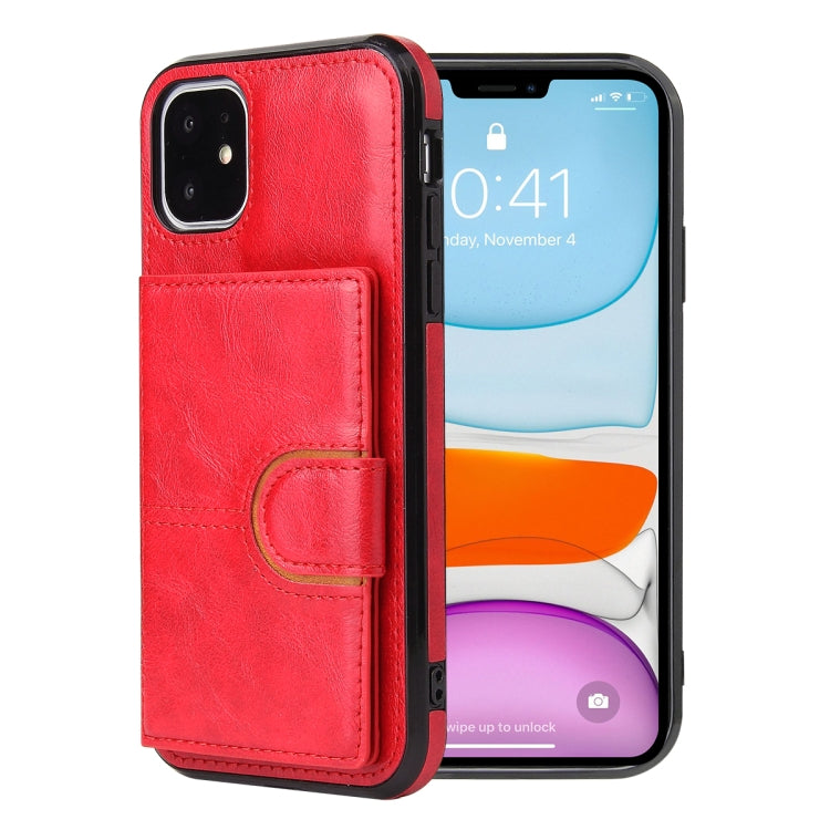 For iPhone 11 PU + TPU + PC  Shockproof Back Cover Case with Card Slot & Holder
