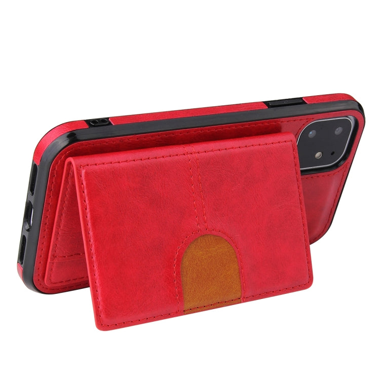 For iPhone 11 PU + TPU + PC  Shockproof Back Cover Case with Card Slot & Holder
