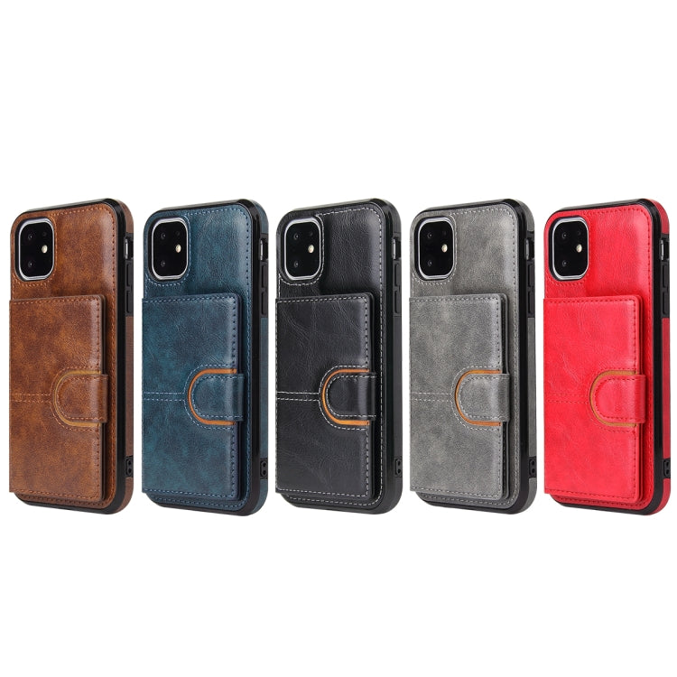 For iPhone 11 PU + TPU + PC  Shockproof Back Cover Case with Card Slot & Holder