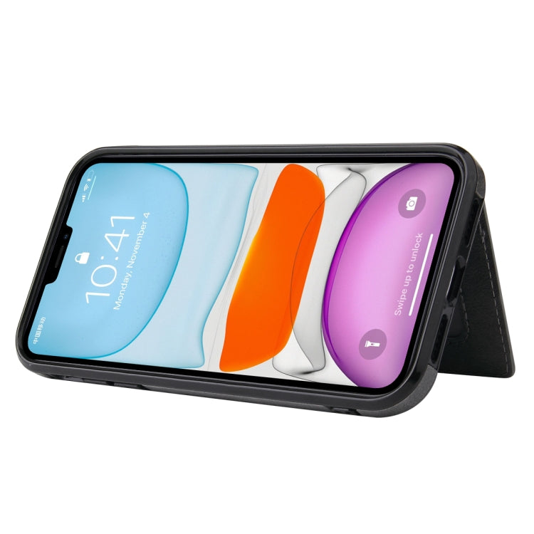 For iPhone 11 PU + TPU + PC  Shockproof Back Cover Case with Card Slot & Holder