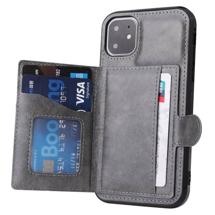 For iPhone 11 PU + TPU + PC  Shockproof Back Cover Case with Card Slot & Holder