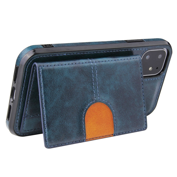 For iPhone 11 PU + TPU + PC  Shockproof Back Cover Case with Card Slot & Holder