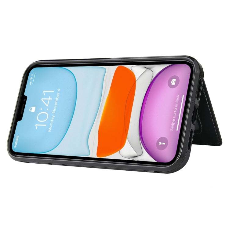 For iPhone 12 / 12 Pro PU + TPU + PC  Shockproof Back Cover Case with Card Slot & Holder