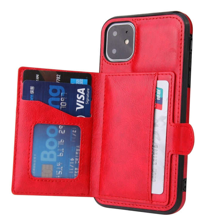 For iPhone 12 / 12 Pro PU + TPU + PC  Shockproof Back Cover Case with Card Slot & Holder