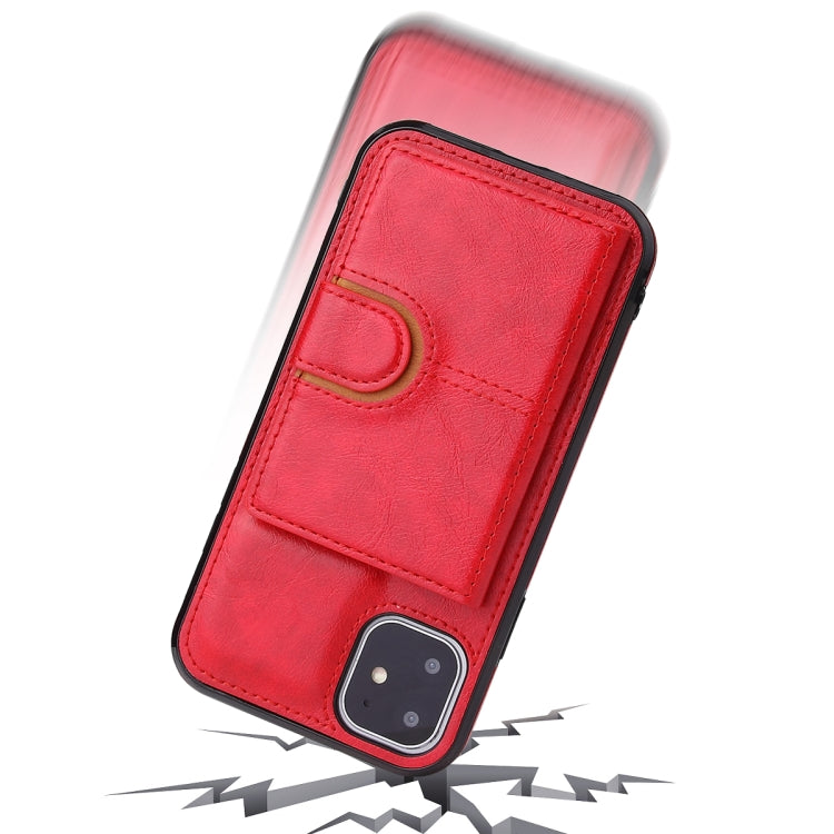 For iPhone 12 / 12 Pro PU + TPU + PC  Shockproof Back Cover Case with Card Slot & Holder