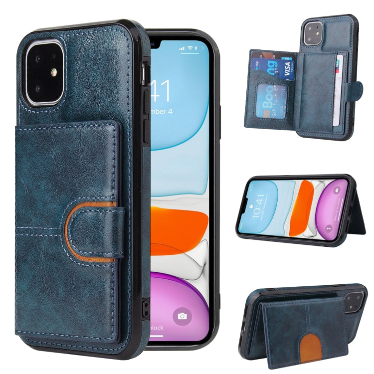 For iPhone 12 / 12 Pro PU + TPU + PC  Shockproof Back Cover Case with Card Slot & Holder