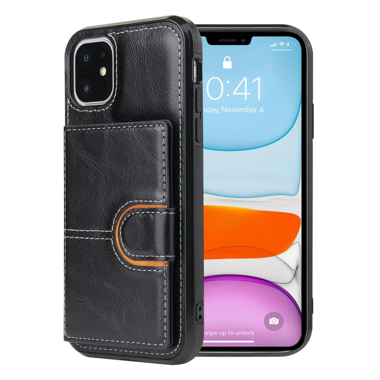 For iPhone 12 Pro Max PU + TPU + PC  Shockproof Back Cover Case with Card Slot & Holder