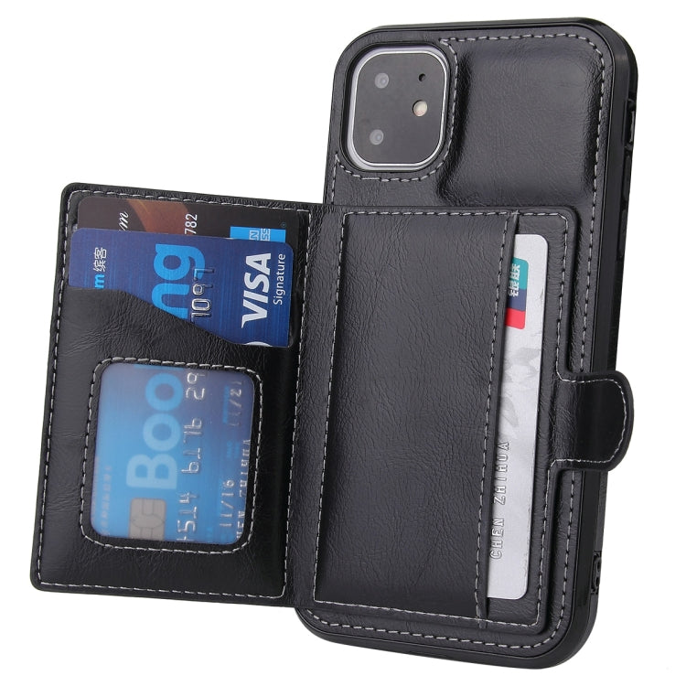 For iPhone 12 Pro Max PU + TPU + PC  Shockproof Back Cover Case with Card Slot & Holder