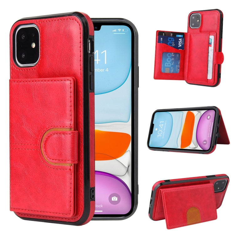 For iPhone 12 Pro Max PU + TPU + PC  Shockproof Back Cover Case with Card Slot & Holder