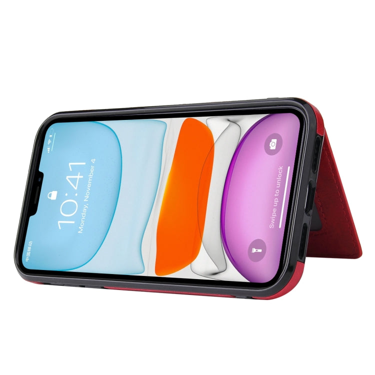 For iPhone 12 Pro Max PU + TPU + PC  Shockproof Back Cover Case with Card Slot & Holder