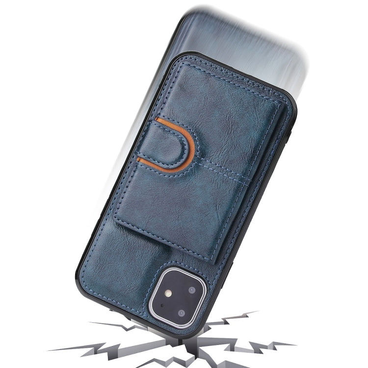 For iPhone 12 Pro Max PU + TPU + PC  Shockproof Back Cover Case with Card Slot & Holder