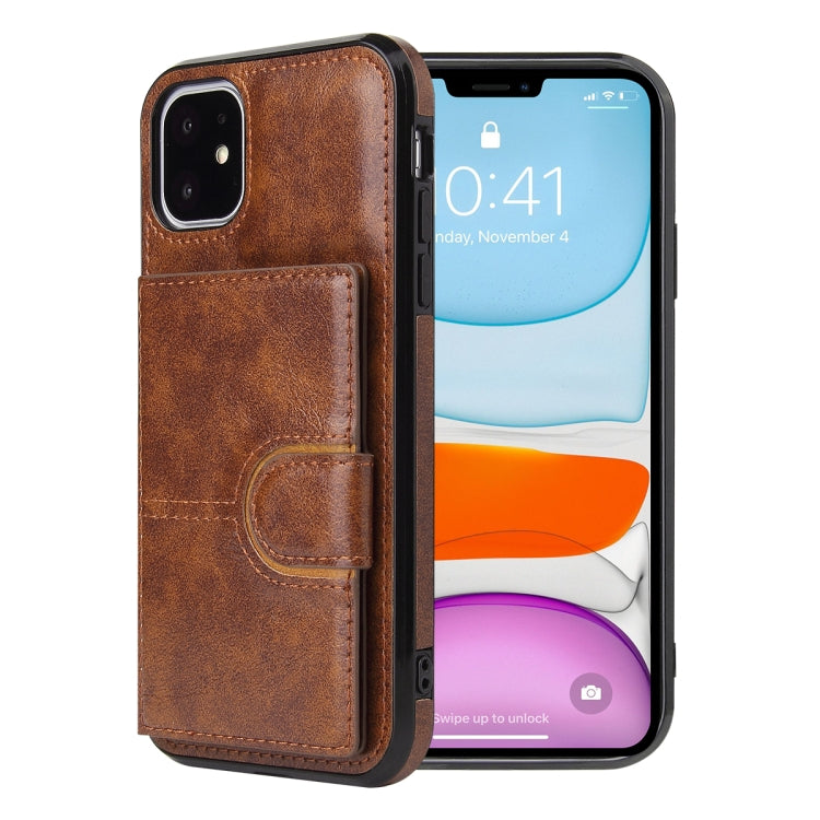 For iPhone 12 Pro Max PU + TPU + PC  Shockproof Back Cover Case with Card Slot & Holder