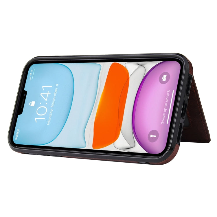 For iPhone 12 Pro Max PU + TPU + PC  Shockproof Back Cover Case with Card Slot & Holder
