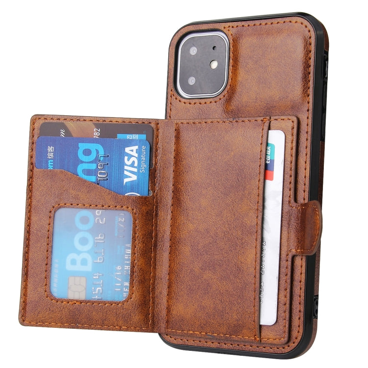 For iPhone 12 Pro Max PU + TPU + PC  Shockproof Back Cover Case with Card Slot & Holder